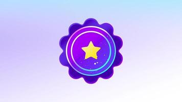 A sleek purple badge emblem featuring a star at the center, used to honor and recognize exceptional achievements video