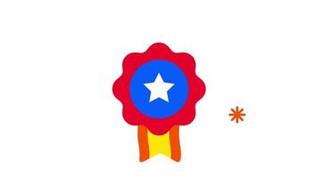 A traditional red and yellow ribbon badge with a centered blue star, symbolizing timeless recognition and honorable merit video