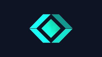 Futuristic diamond-shaped pulse animation in neon cyan for sci-fi intros or HUD-style interfaces in high-tech digital environments video