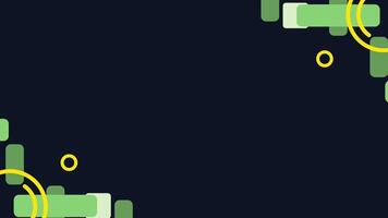 A retro-style animation with various moving geometric shapes over a dark background, evoking early arcade or digital aesthetics video