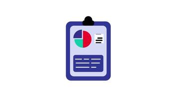 A page with graphs and charts animates into view, indicating a data report or analytics dashboard for digital and business platforms video