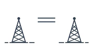 Two broadcast towers face each other, linked by a visual signal, emphasizing direct transmission and connected communication paths video