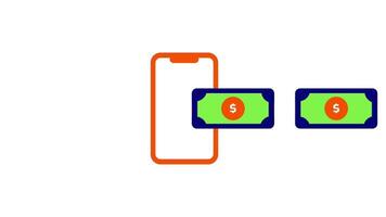 An animation representing a mobile money transfer with vibrant colors and simplified graphics, suitable for fintech and digital wallet apps video