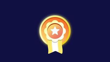 A golden badge with a star in the center on a blue backdrop, denoting outstanding achievement and success video