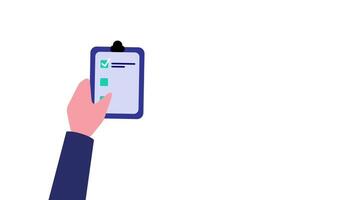 An animated hand holding a smartphone displaying a badge symbolizing digital achievement and recognition in a modern setting video