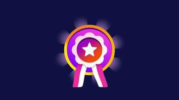 A vibrant pink badge with glowing effects and a central red star symbolizing radiant recognition for exceptional performance video