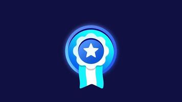 A blue badge with a white star in the center, symbolizing high-level excellence and trust on a dark background video