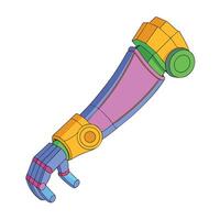 Cartoonstyle robotic arm illustration with vibrant colors against a plain white background vector
