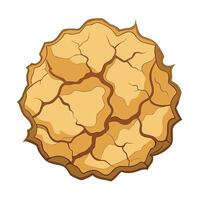 Cartoon illustration of cracked dry earth patch with tan and brown tones vector