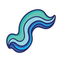 Abstract flowing turquoise shape with dark outline on white background vector