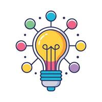 Colorful Lightbulb with Connected Circles Illustrating Ideas and Networking Concept vector