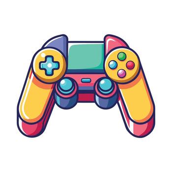 Stylized Game Controller Isolated on White Background with Cartoon Design vector