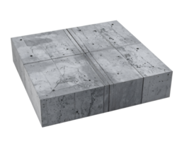 3d rendered sculpture of sunken concrete platform with cracked surface details and industrial texture on isolated background png