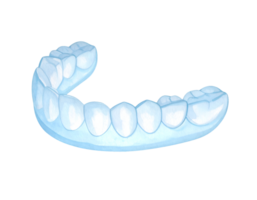 lower dental impression tray filled with silicone material for orthodontic modeling and teeth mold watercolor illustration on isolated background png