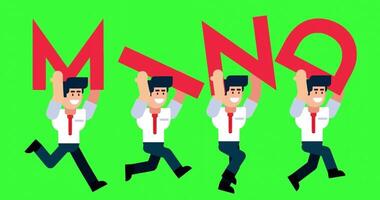 Animated Businessmen Running with Mind Text Concept on Green Screen Background video
