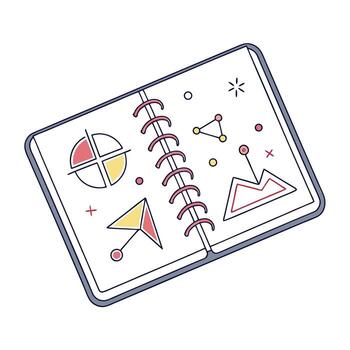 plano cuaderno con datos visualización diagramas y gráficos para negocio informes vector