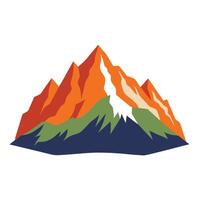 Flat illustration of a mountain range with snow on the peaks vector