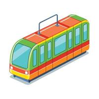 Isometric illustration of a colorful modern public transportation train vector