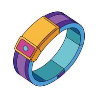 Cartoon style smart band wristband with a yellow rectangular screen design vector