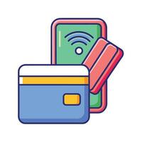 Contactless Payment Methods Credit Cards, Mobile Phone with WiFi, Illustration vector