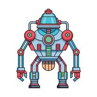 Cartoon style robot with boxy features and symmetrical design on a white backdrop vector