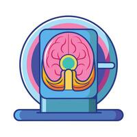 illustration of brain MRI scanner in pastel colors with thick outlines vector