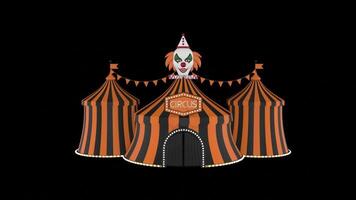 animated halloween circus with black and orange stripes and evil clown video