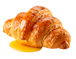 crispy croissant with golden honey melting and pooling on isolated background macro food photography png