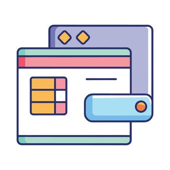 navegador ventanas exhibiendo sitio web elementos en plano estilo ilustración en blanco antecedentes vector