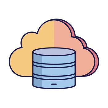 nube almacenamiento base de datos icono representando datos administración y en red informática servicios vector
