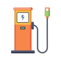 Isolated electric vehicle charging station showcasing ecofriendly transportation in a flat design. vector