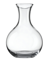 elegant curved glass decanter with clear transparent surface and wide round base on isolated background png