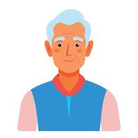 Elderly man portrait in a flat style for healthcare design vector
