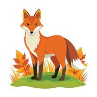 Fox in Autumn Foliage A Charming Illustration for Seasonal Designs vector