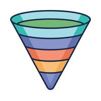 Colorful layered funnel diagram with various pastel shades for marketing and business vector
