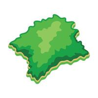 Isometric green island illustration with wavy edges and layered terrain effect vector