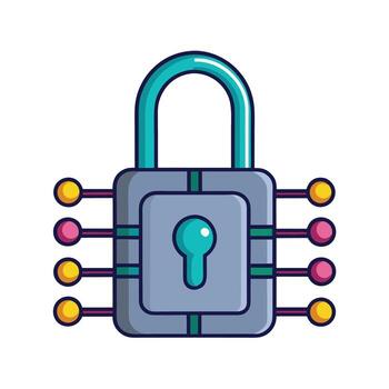 Stylized Padlock Connected to Electronic Circuitry Representing Data Security and Protection vector