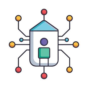 Abstract network graphic featuring a house, nodes, and connections digital home concept vector