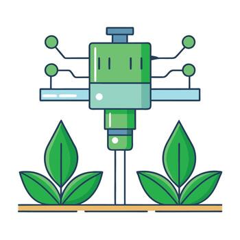 Precision Agriculture An automated system monitors and nurtures plant growth with advanced technology vector