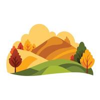 Autumn Landscape with Rolling Hills and Colorful Trees in Flat Style vector