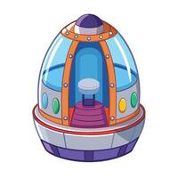 Cartoon Style Futuristic Capsule with Clear Dome for Science Fiction Concepts vector