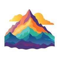Abstract layered mountain range illustration with gradient colors and stylized cloud shapes vector