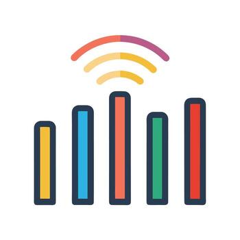 Colorful digital equalizer with signal waves isolated on white background for data presentation vector