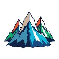 Stylized mountain range illustration with varied peaks and colorful landscape design vector