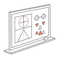 Geometric Shapes and Diagrams Displayed on a Classroom Chalkboard with Chalk vector