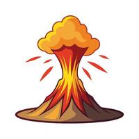 Cartoon volcano erupting with lava and ash on a white background illustration vector