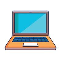 Isolated cartoon style laptop with blue screen on white background for presentations vector