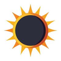 Stylized graphic of a solar eclipse with vibrant orange corona and dark disc vector