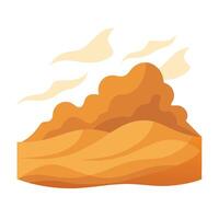 Stylized desert landscape illustration with sand dunes and soft clouds design vector