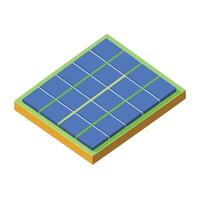 Isometric solar panel array for renewable energy concept in flat design style vector
